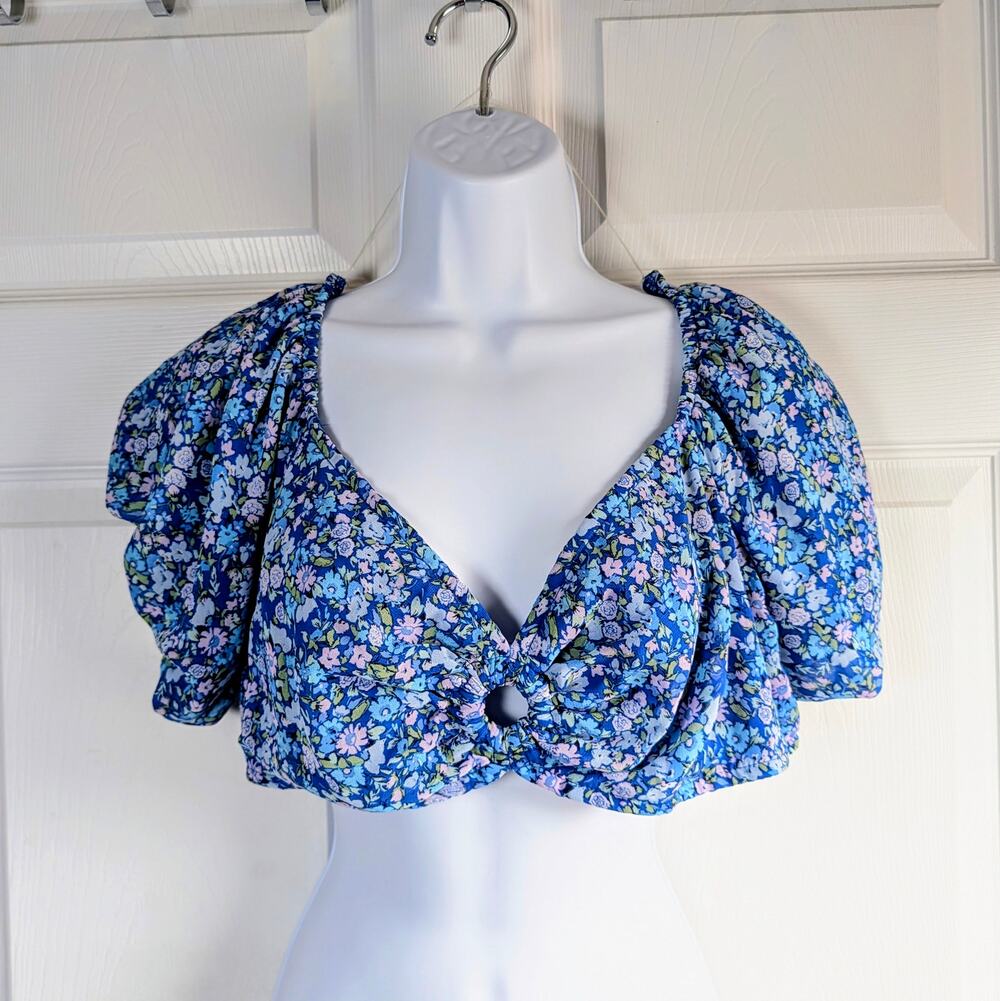 NWT Wild Fable Blue Floral Crop top Y2K Size XL
